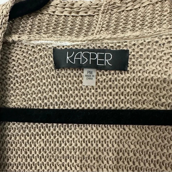 Kasper Women's Brown Knit Cardigan Sweater Size PM GUC - Picture 4 of 8